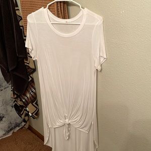 Long high low white dress up tee
